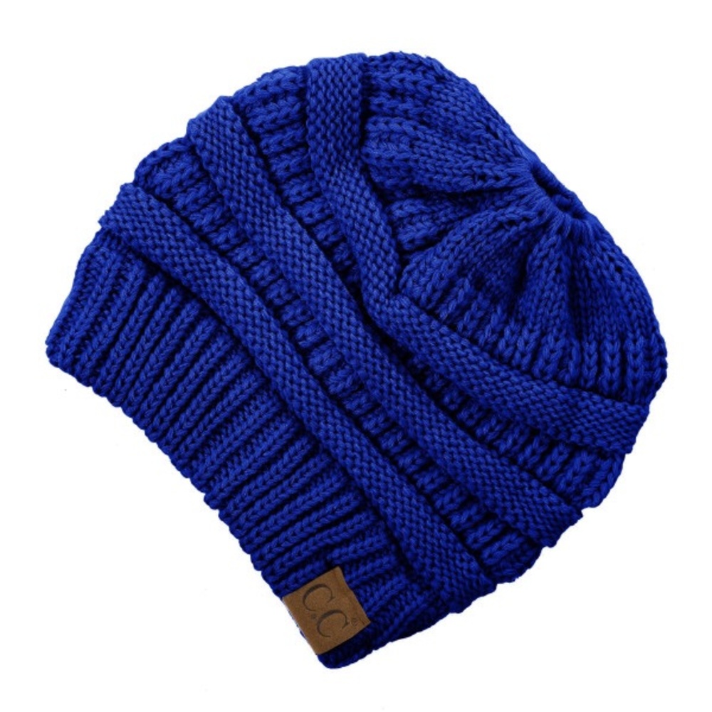 Messy Bun Knitted beanie hat